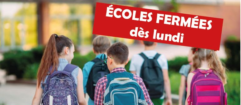 Dès lundi 16 mars : Covid-19 – Fermeture de l’école jusqu’à nouvel ordre